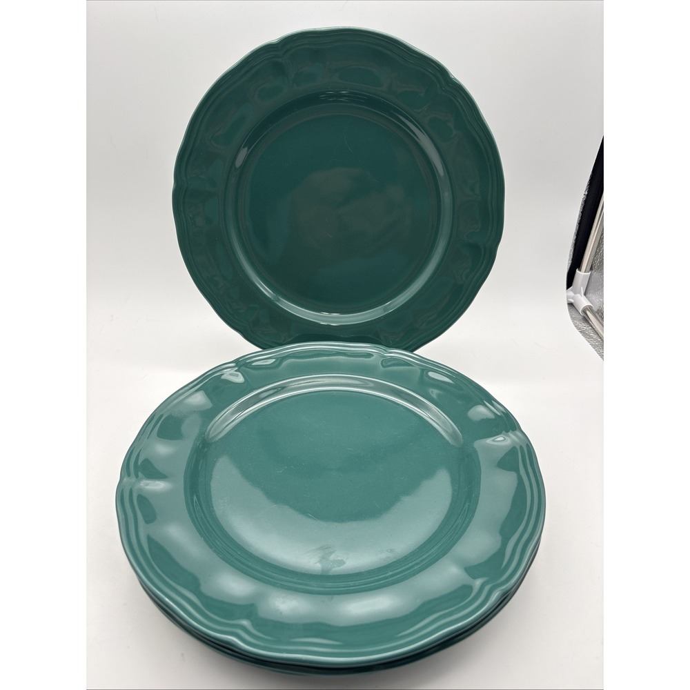 Set Of 4 Epoch Collection Cottage Green 10 7/8" Dinner Plates E955